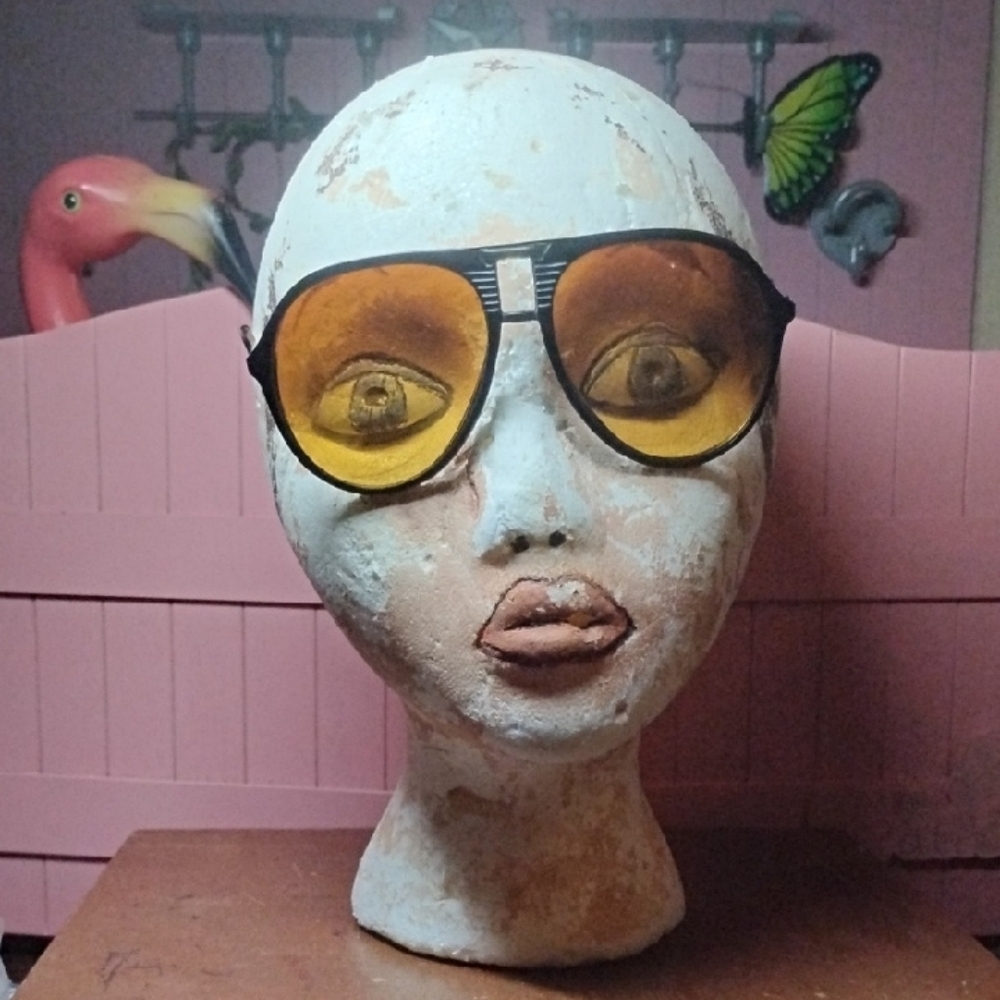 early 80s Vtg Amber Aviator Driving Sunglasses